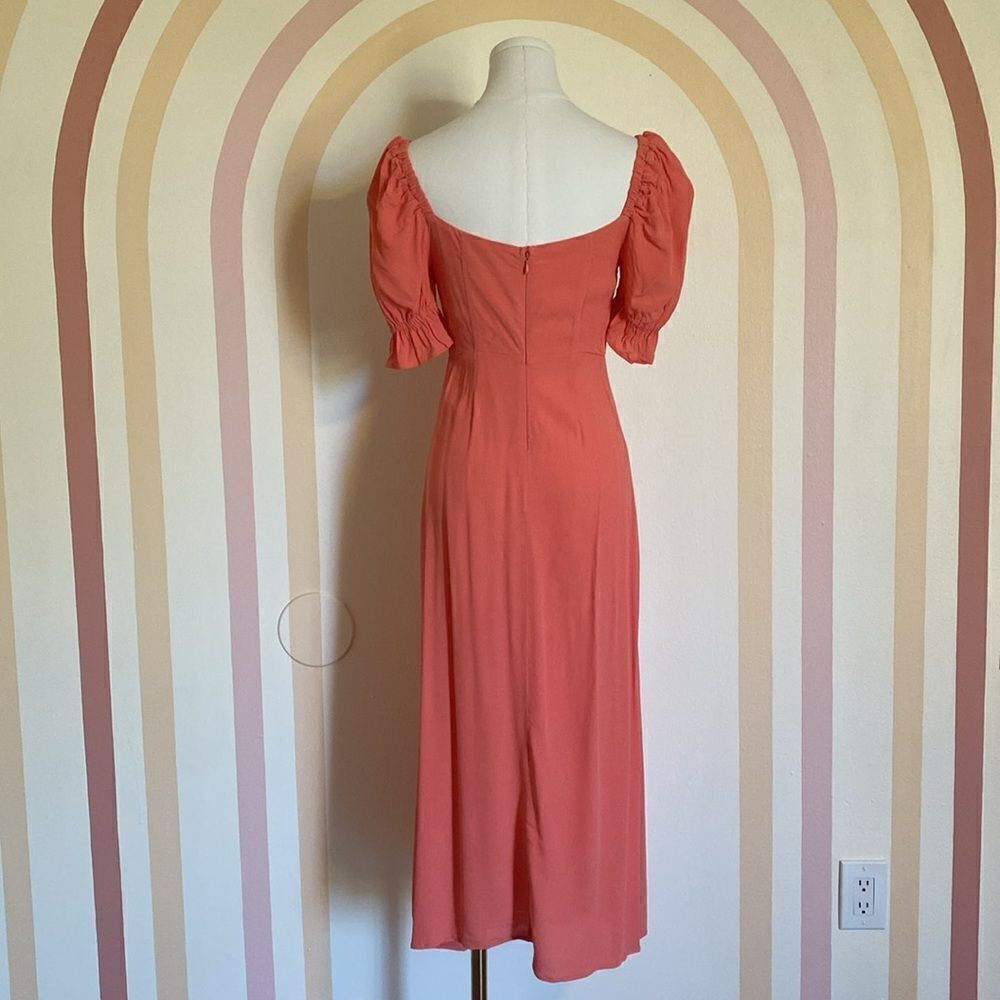 We Wore What Peach Puff Sleeve Midi Dress Size 2 - Picture 8 of 13